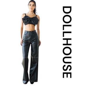 DOLLHOUSE Amber Vegan Leather High Rise Wide Leg Trousers, Size 11/12 (Juniors).